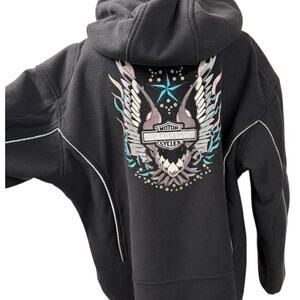 "HARLEY DAVIDSON"  VTG. Zip Up Jacket Women's SZ XL Embroidered‎ Graphic Y2K